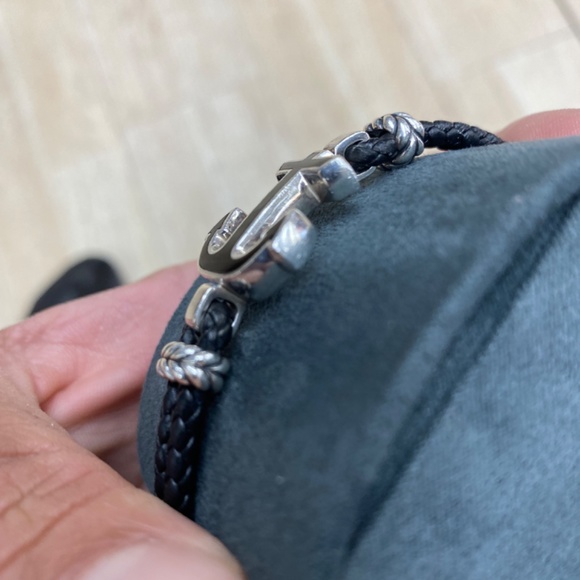 New DAVID YURMAN Men's Maritime Anchor Leather Bracelet in Silver & Onyx Med - Picture 8 of 8